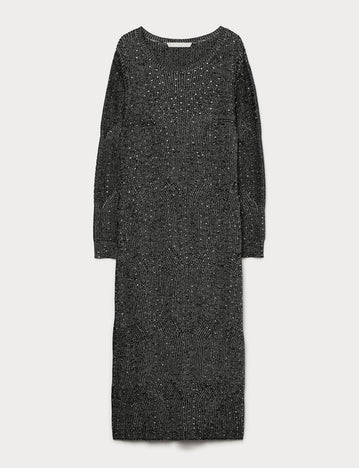 Marina Rinaldi knit dress with rhinestones for woman