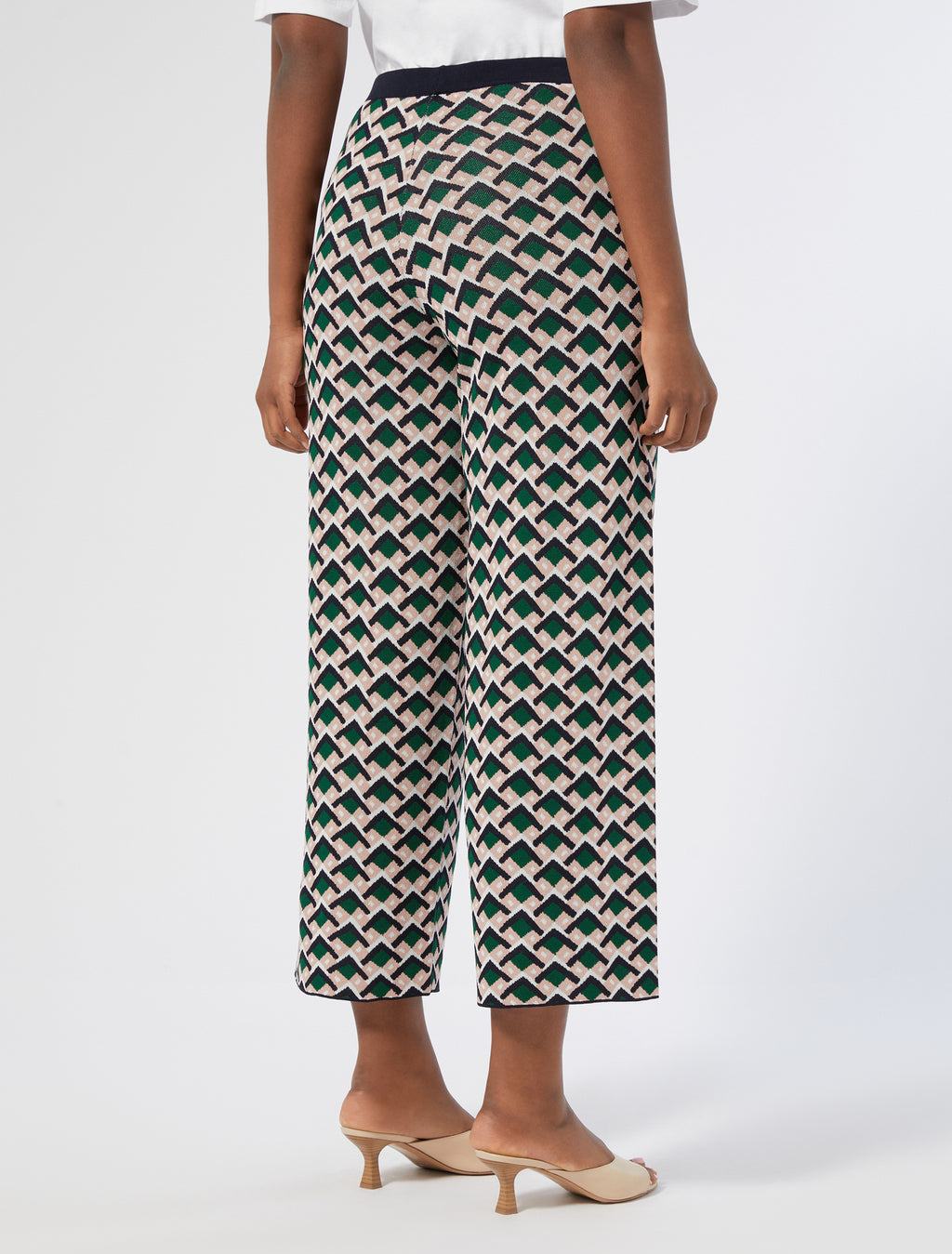 Jacquard knit fabric trousers