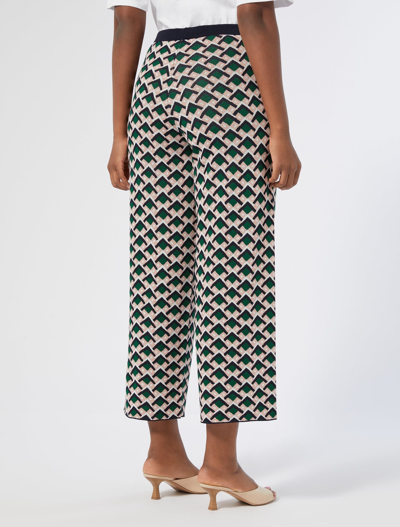 Jacquard knit fabric trousers