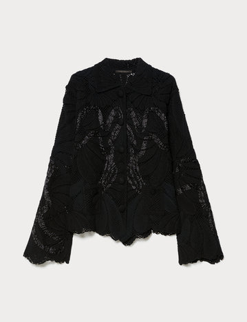 Embroidered cotton-blend cardigan