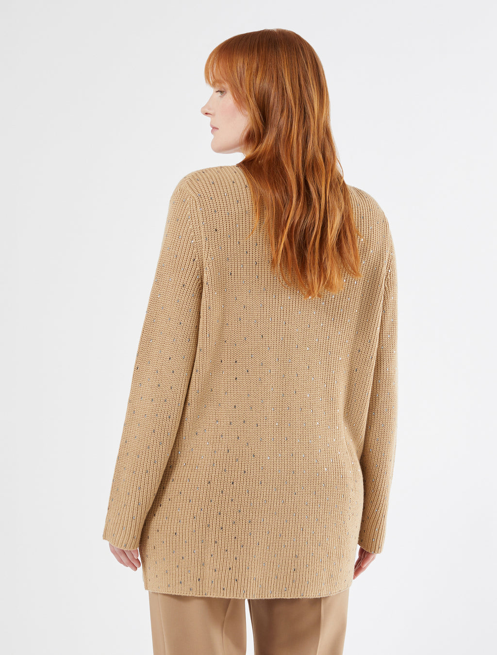 Rhinestone-adorned wool-blend cardigan