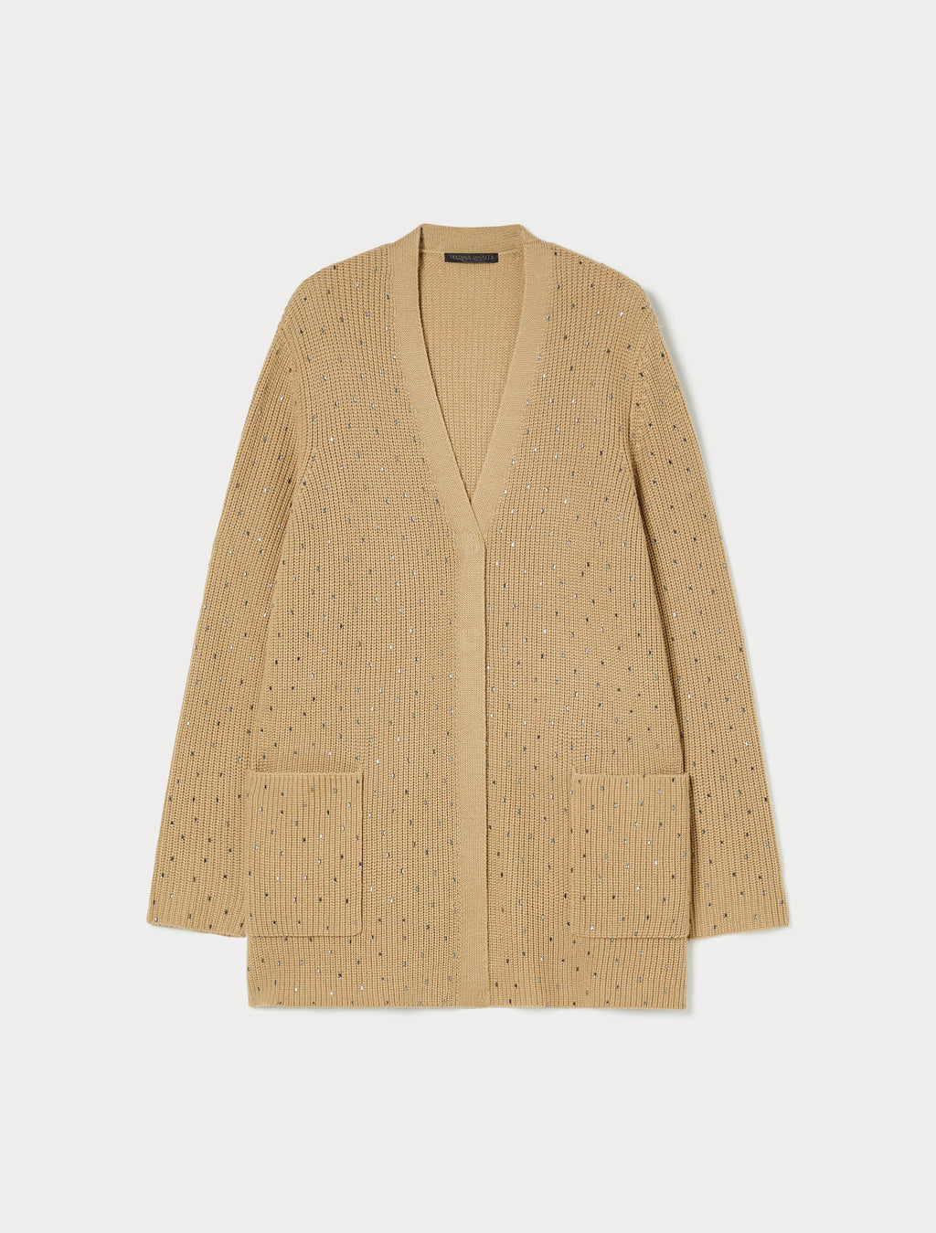 Rhinestone-adorned wool-blend cardigan