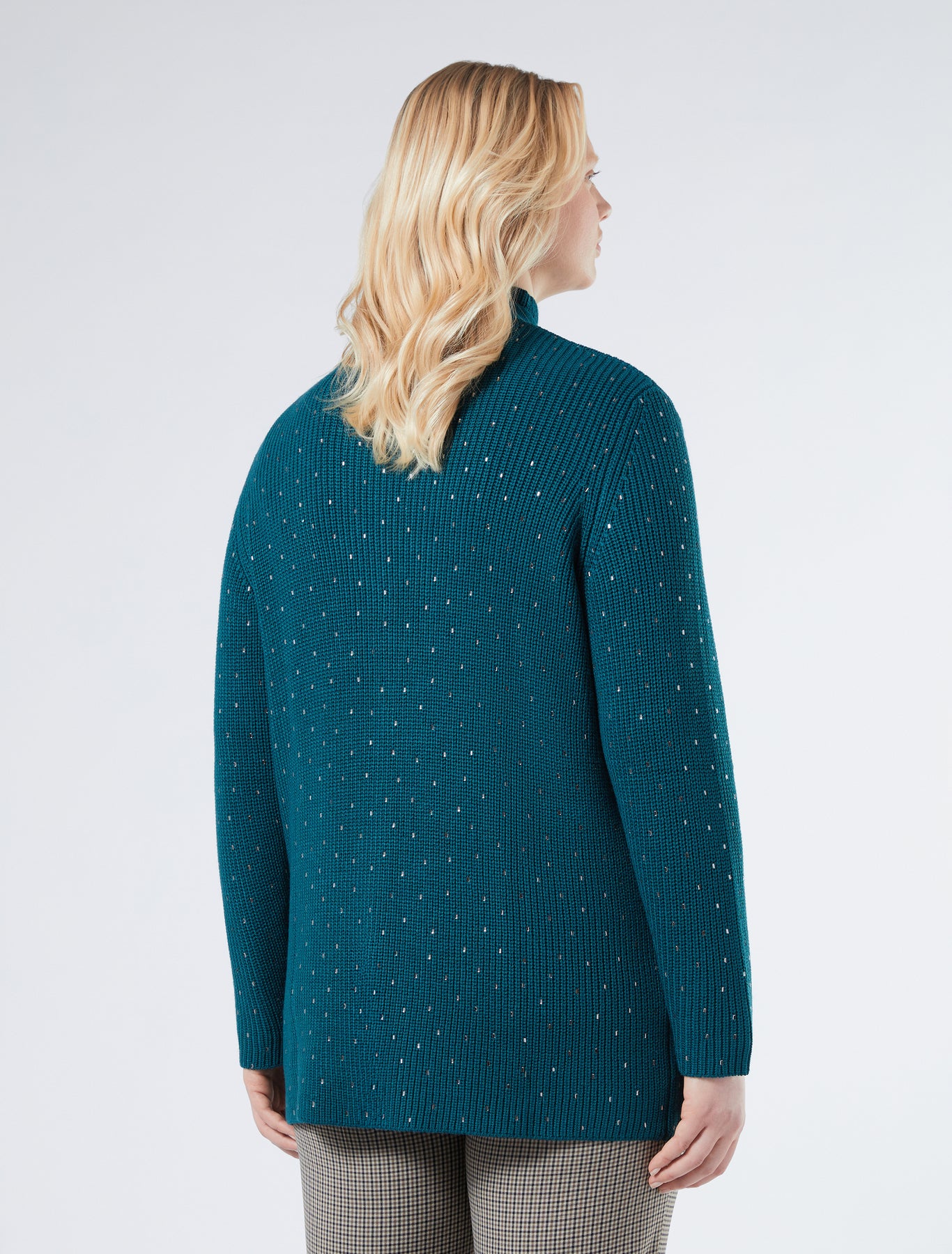 Rhinestone-adorned wool-blend cardigan