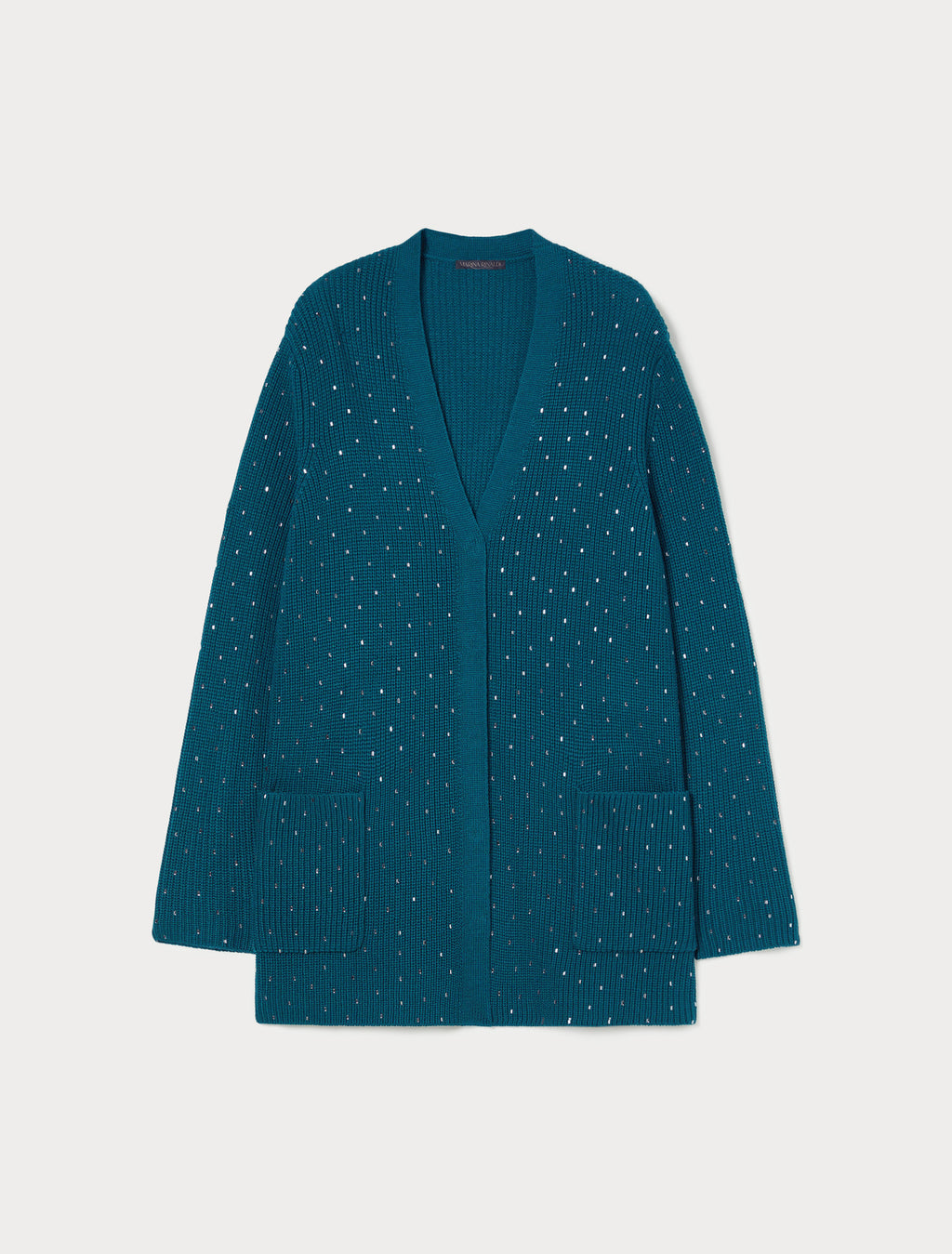 Rhinestone-adorned wool-blend cardigan