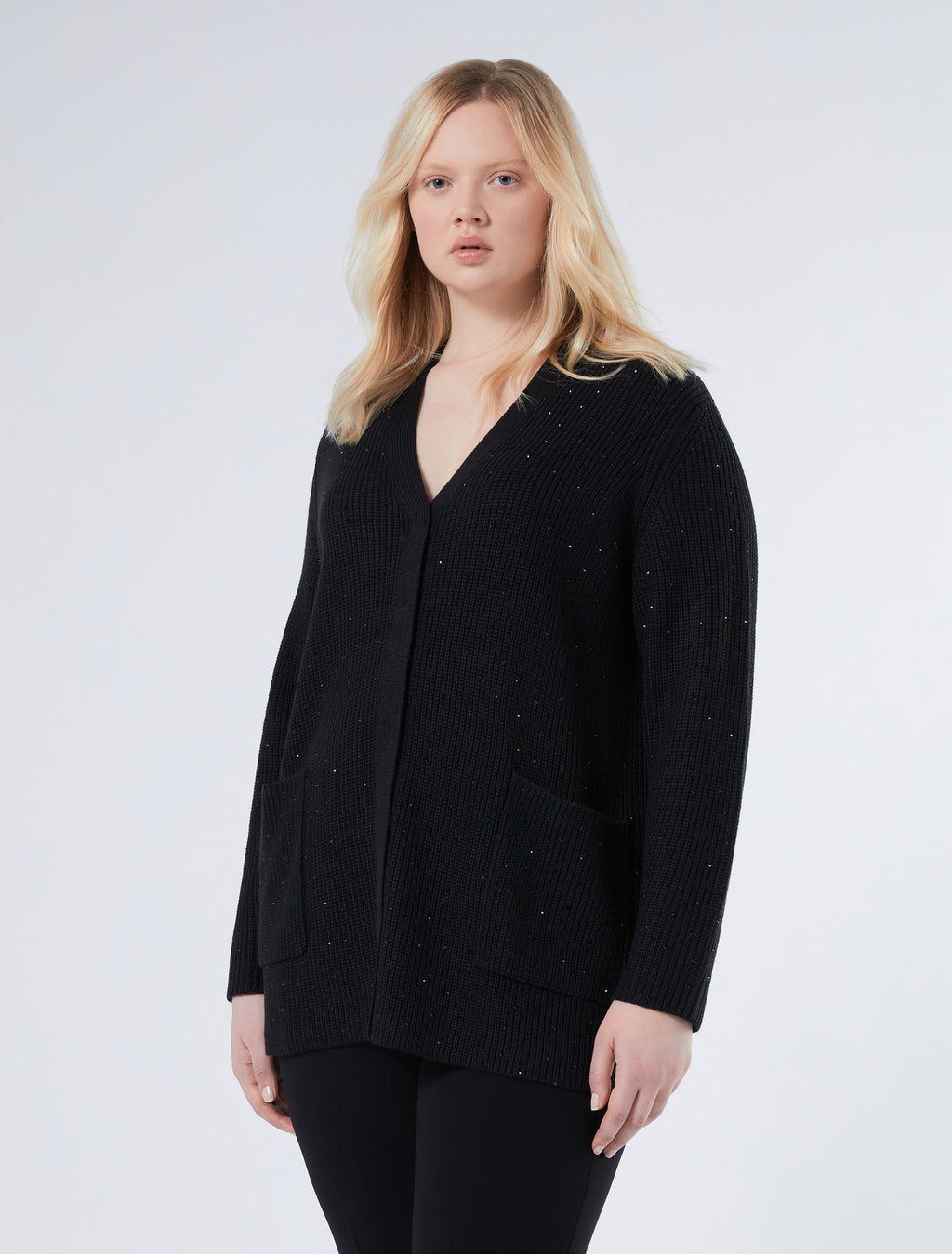 Rhinestone-adorned wool-blend cardigan