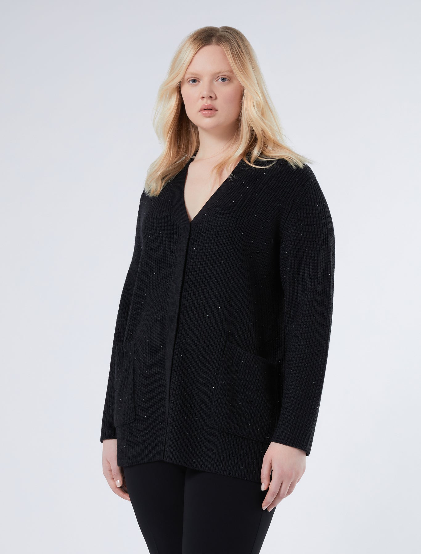 Rhinestone-adorned wool-blend cardigan