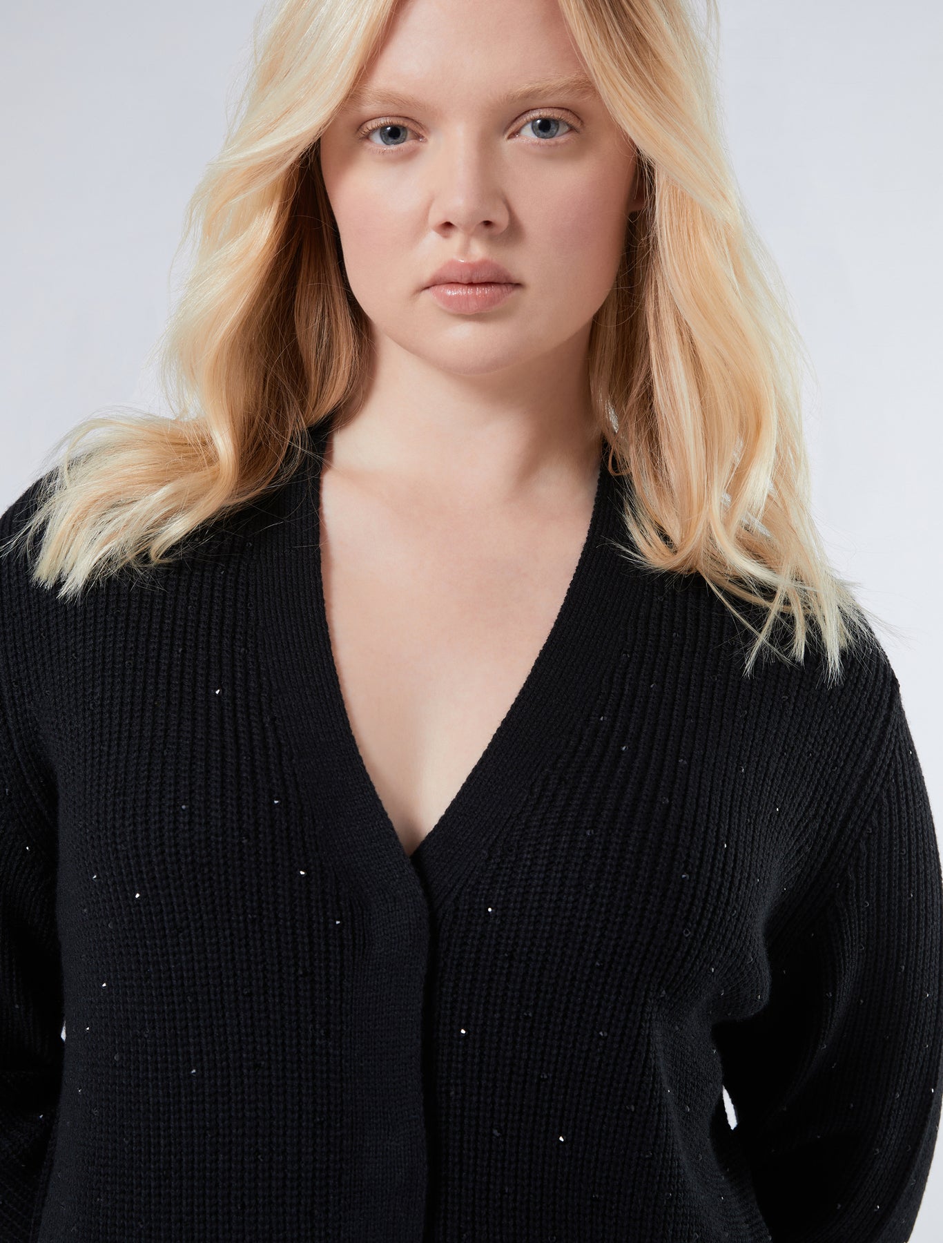 Rhinestone-adorned wool-blend cardigan
