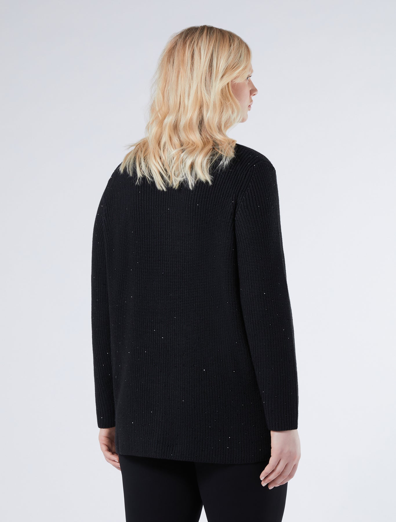 Rhinestone-adorned wool-blend cardigan