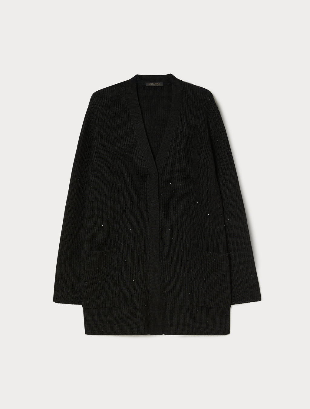 Rhinestone-adorned wool-blend cardigan