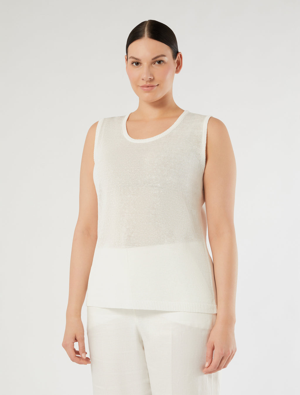 marina rinaldi linen-blend top for woman