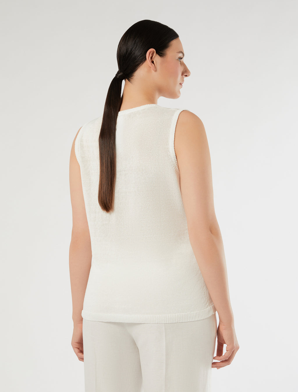 marina rinaldi linen-blend top for woman