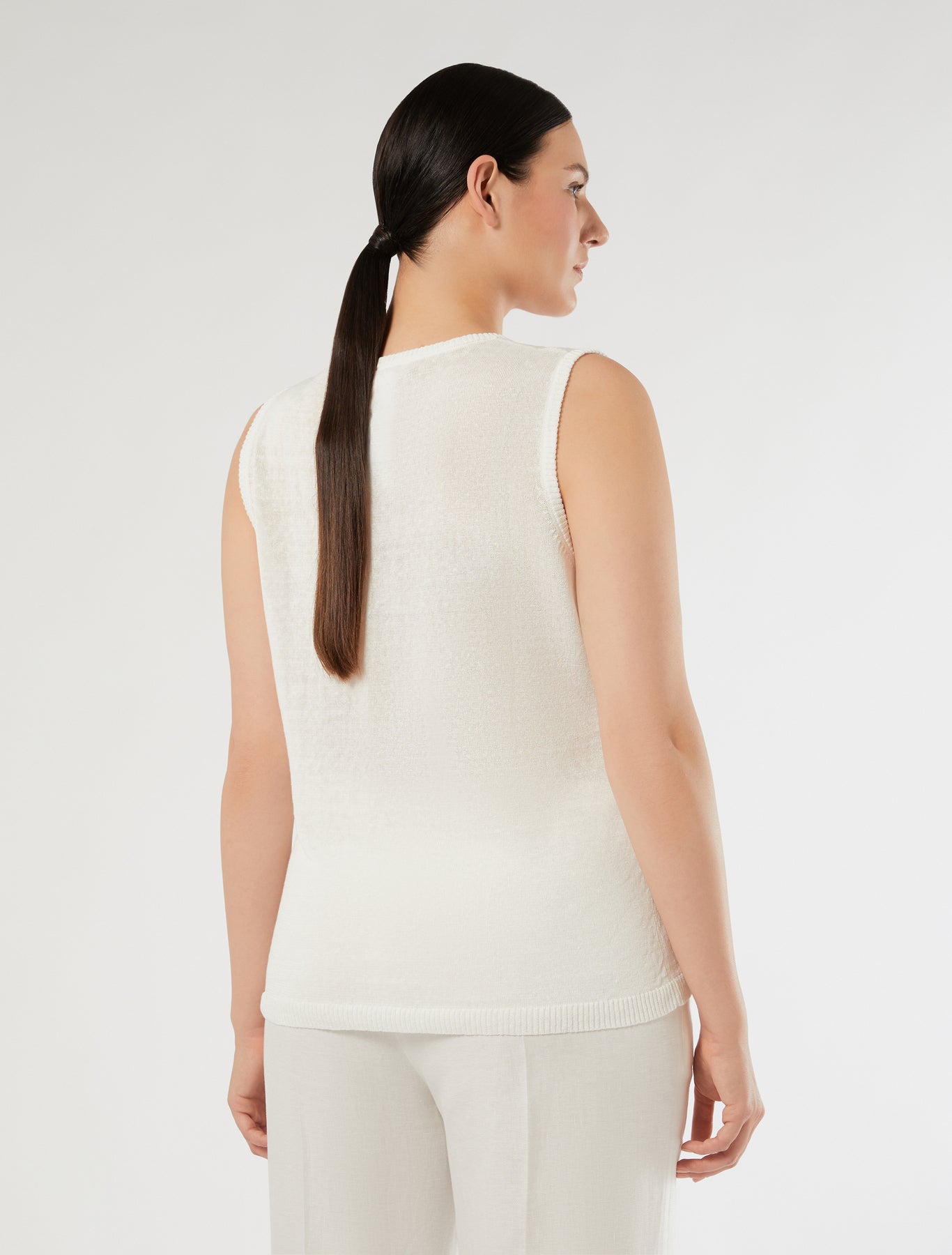 marina rinaldi linen-blend top for woman