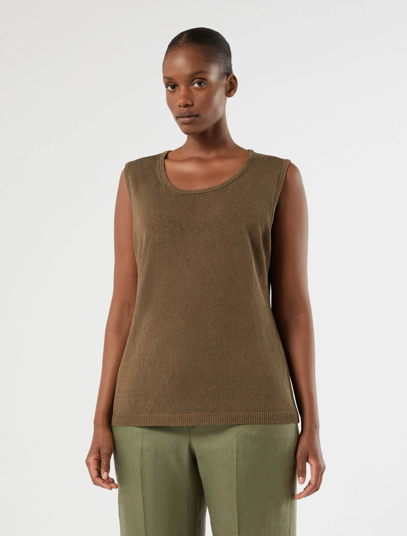 marina rinaldi linen-blend top for woman
