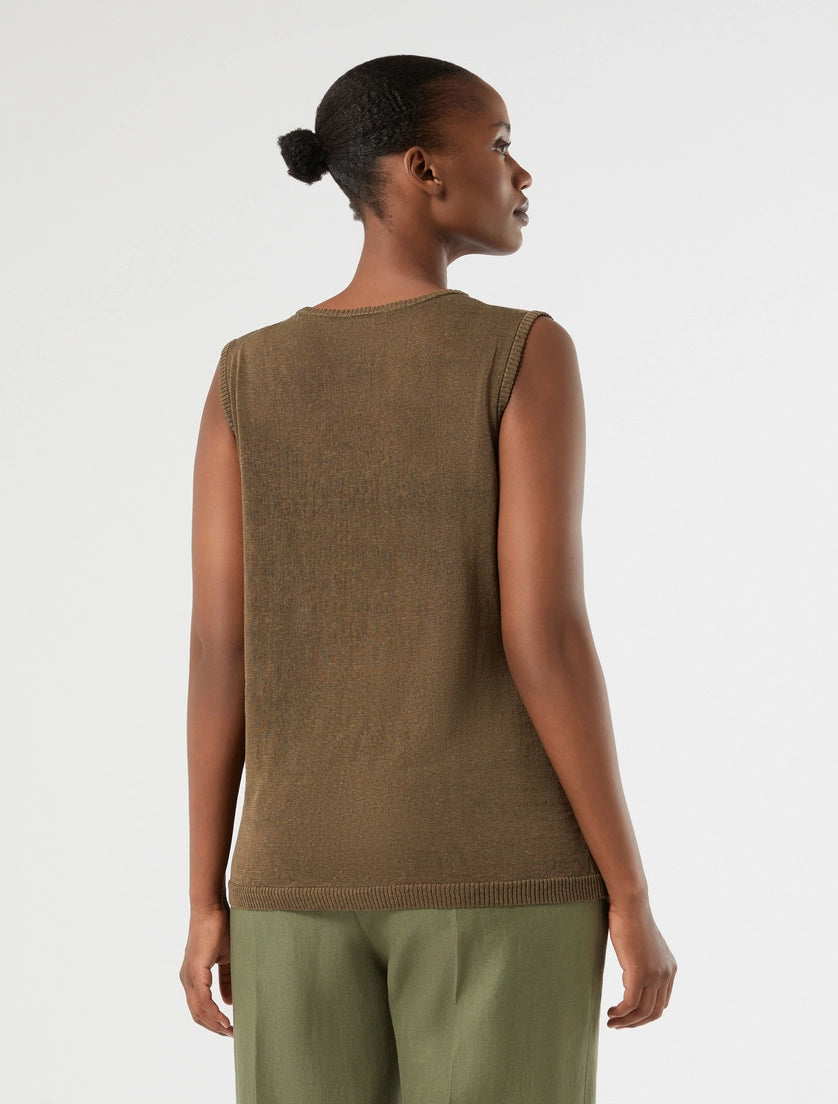 marina rinaldi linen-blend top for woman