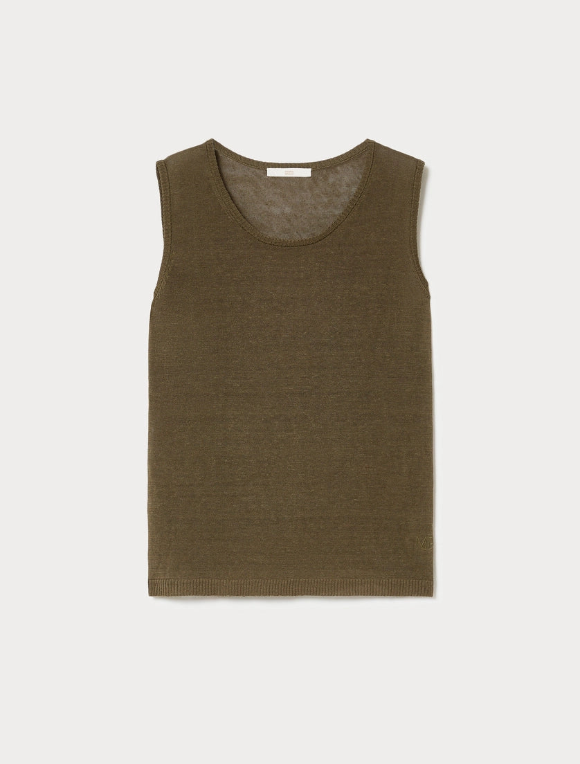 marina rinaldi linen-blend top for woman