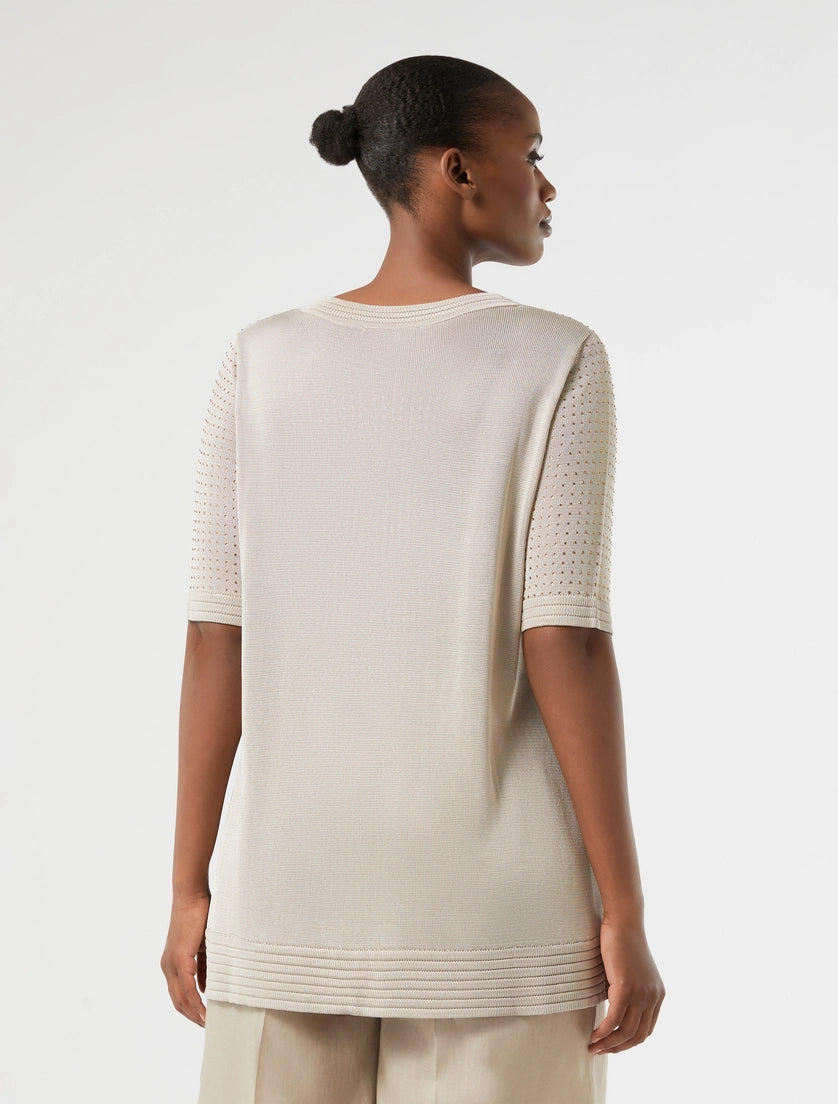 marina rinaldi rhinestone-adorned viscose sweater for woman