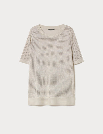 marina rinaldi rhinestone-adorned viscose sweater for woman