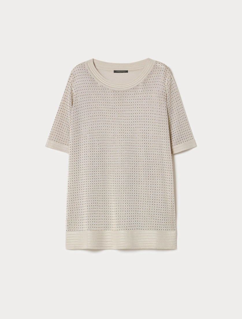 marina rinaldi rhinestone-adorned viscose sweater for woman