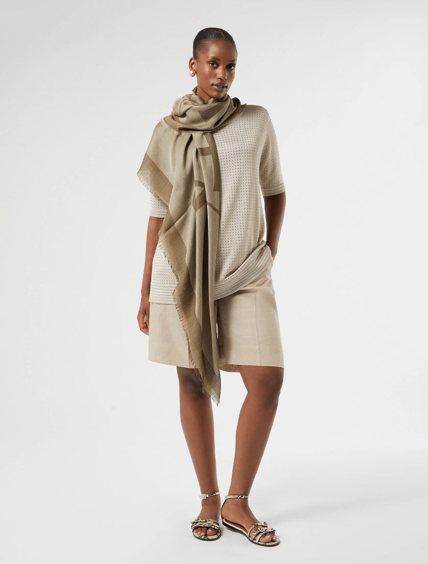marina rinaldi rhinestone-adorned viscose sweater for woman