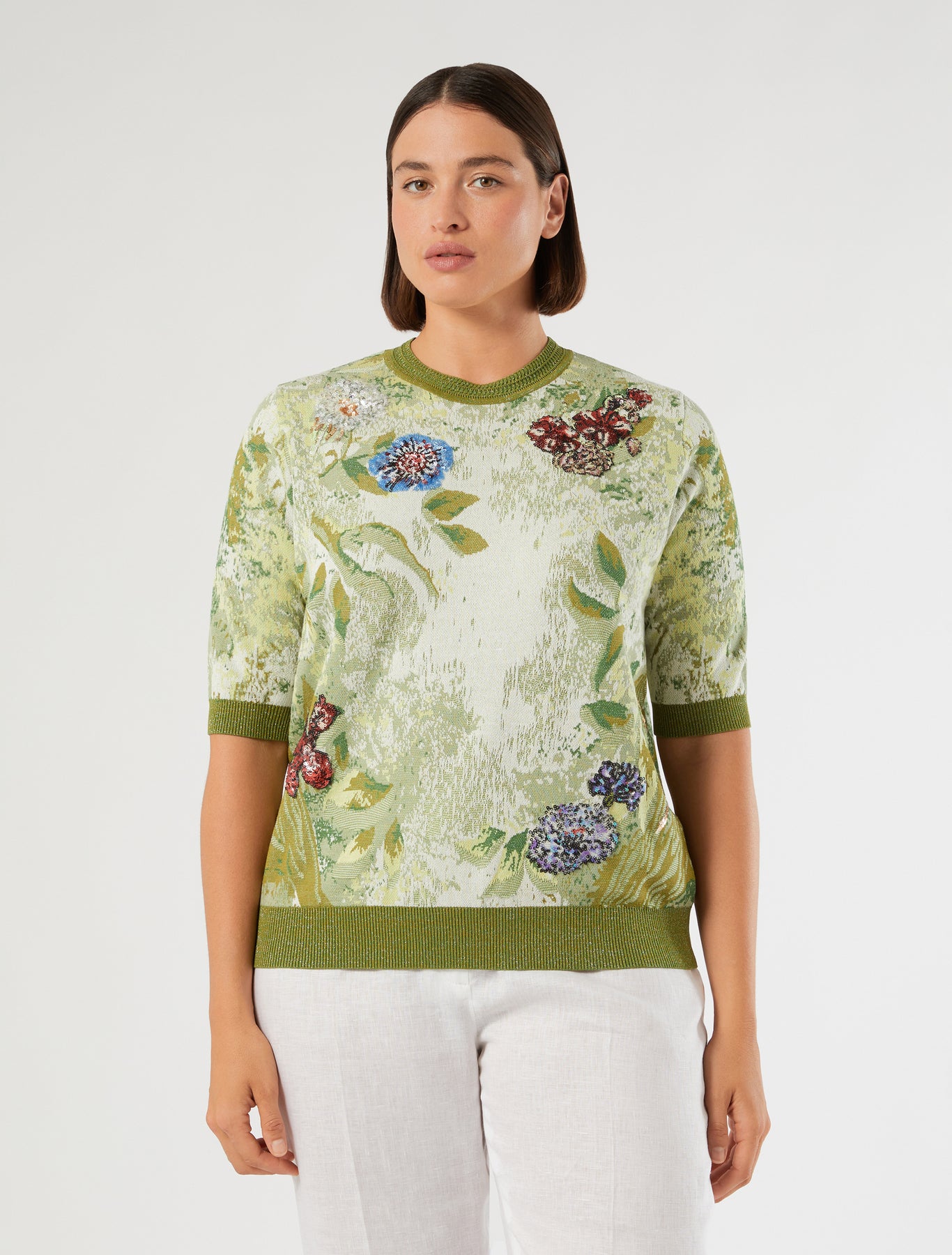 marina rinaldi embroidered jacquard sweater for woman