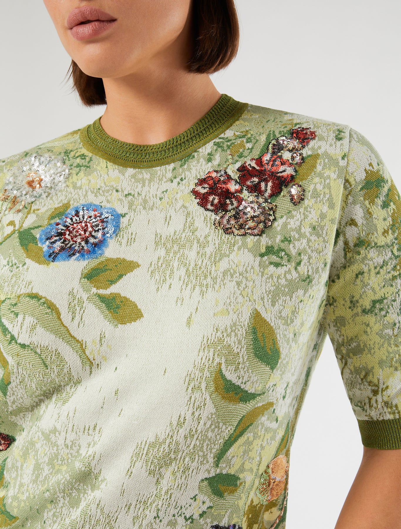 marina rinaldi embroidered jacquard sweater for woman