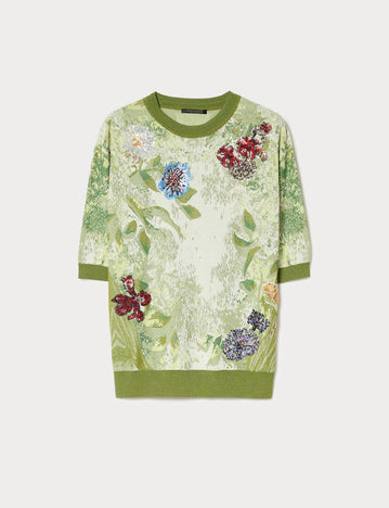 marina rinaldi embroidered jacquard sweater for woman