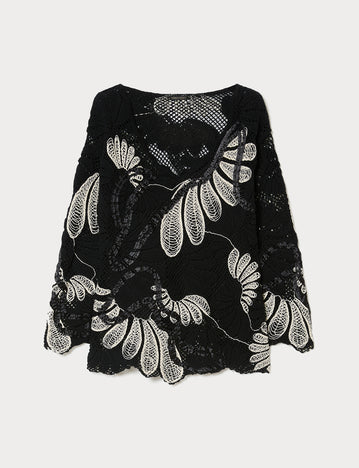 Embroidered cotton-blend sweater