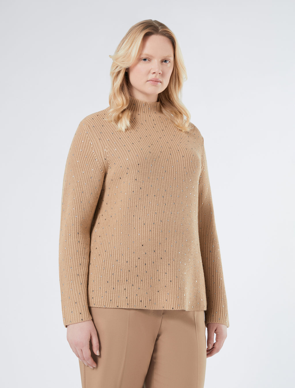 Rhinestone-adorned wool-blend sweater