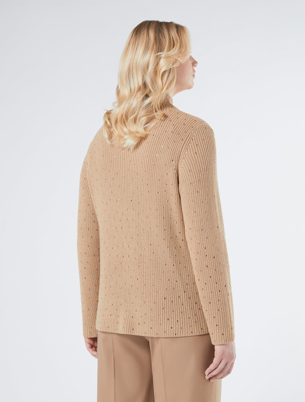 Rhinestone-adorned wool-blend sweater