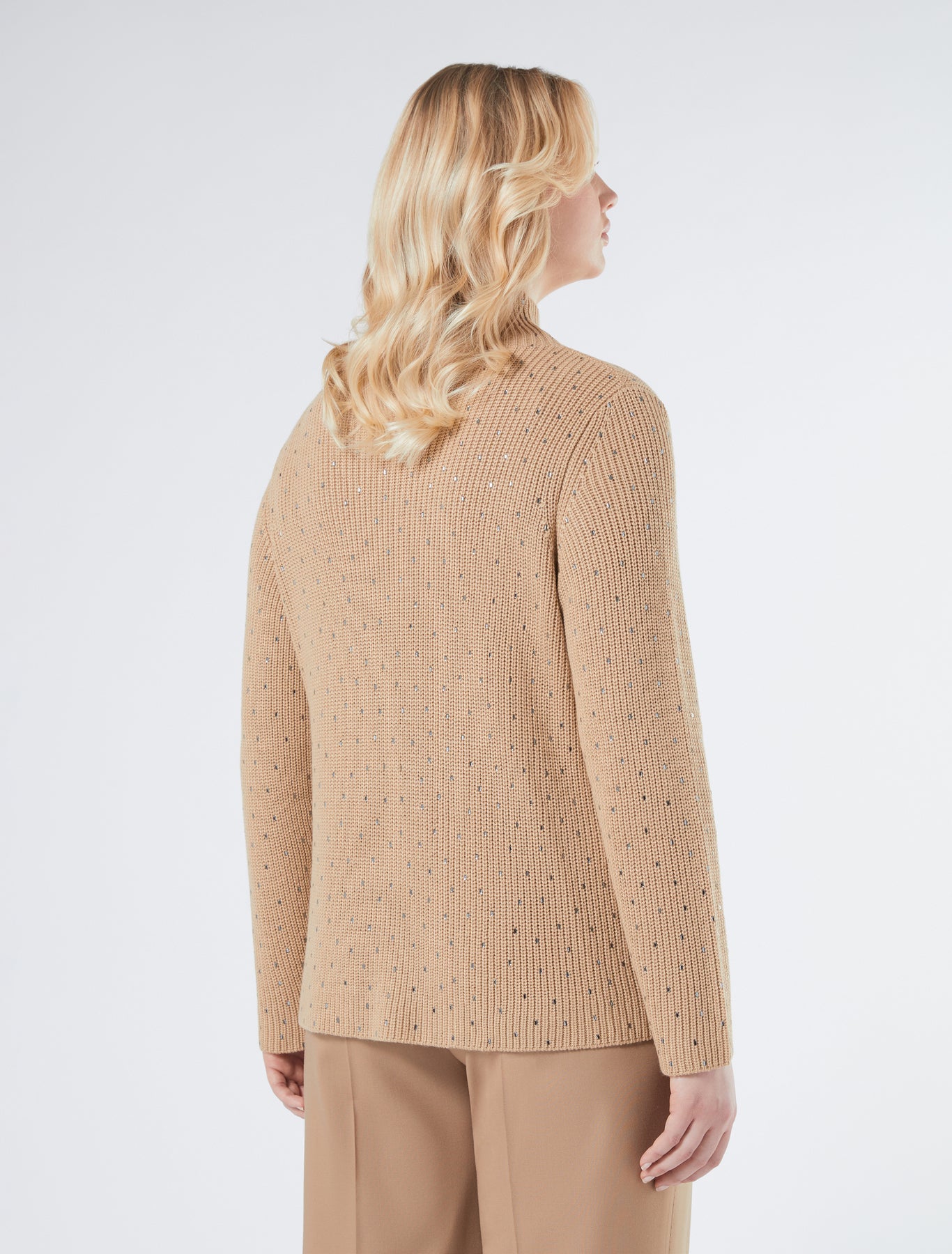 Rhinestone-adorned wool-blend sweater