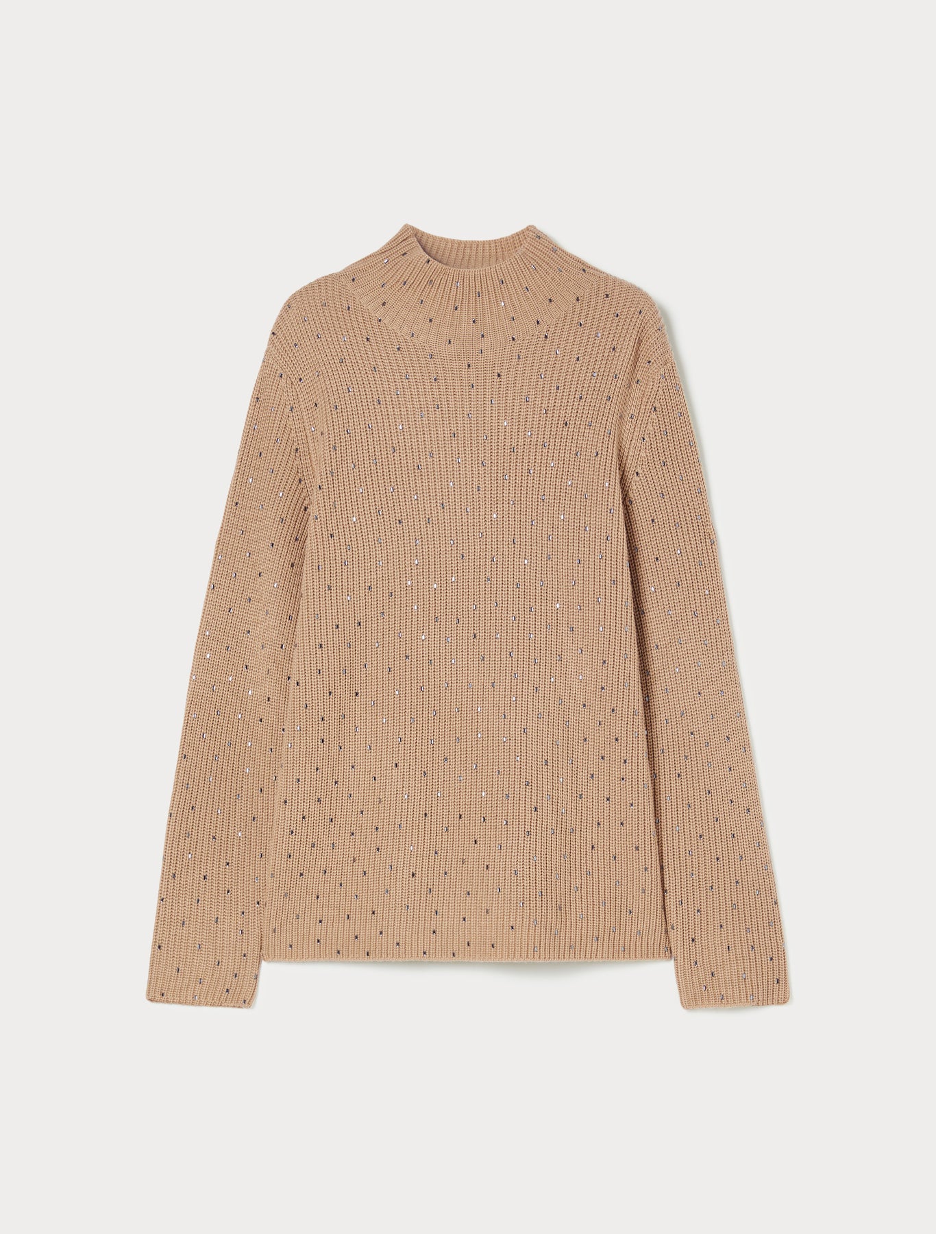 Rhinestone-adorned wool-blend sweater