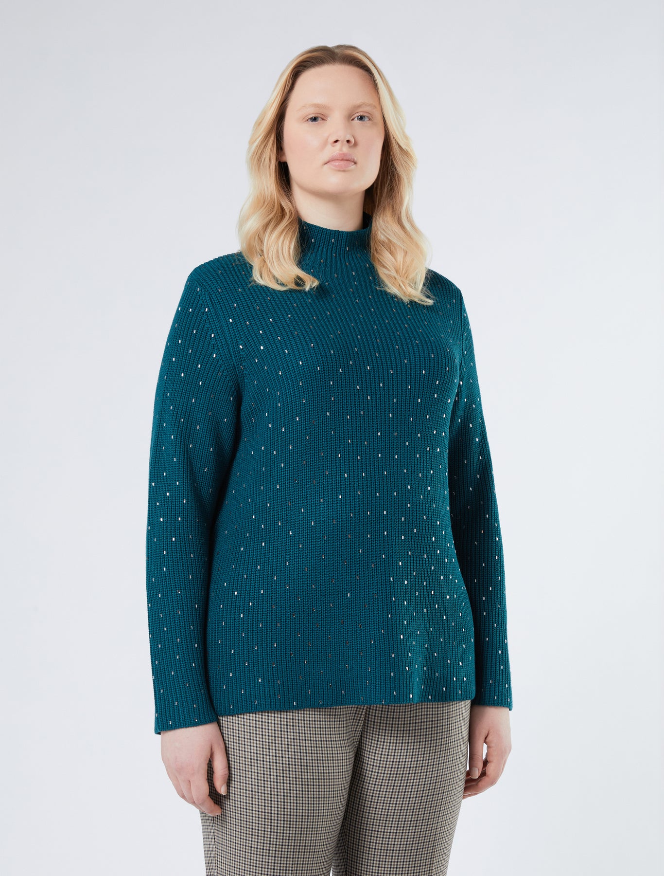 Rhinestone-adorned wool-blend sweater
