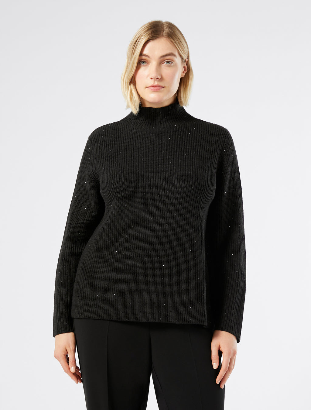 Rhinestone-adorned wool-blend sweater