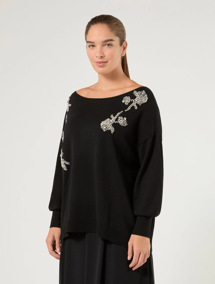 Embroidered viscose sweater