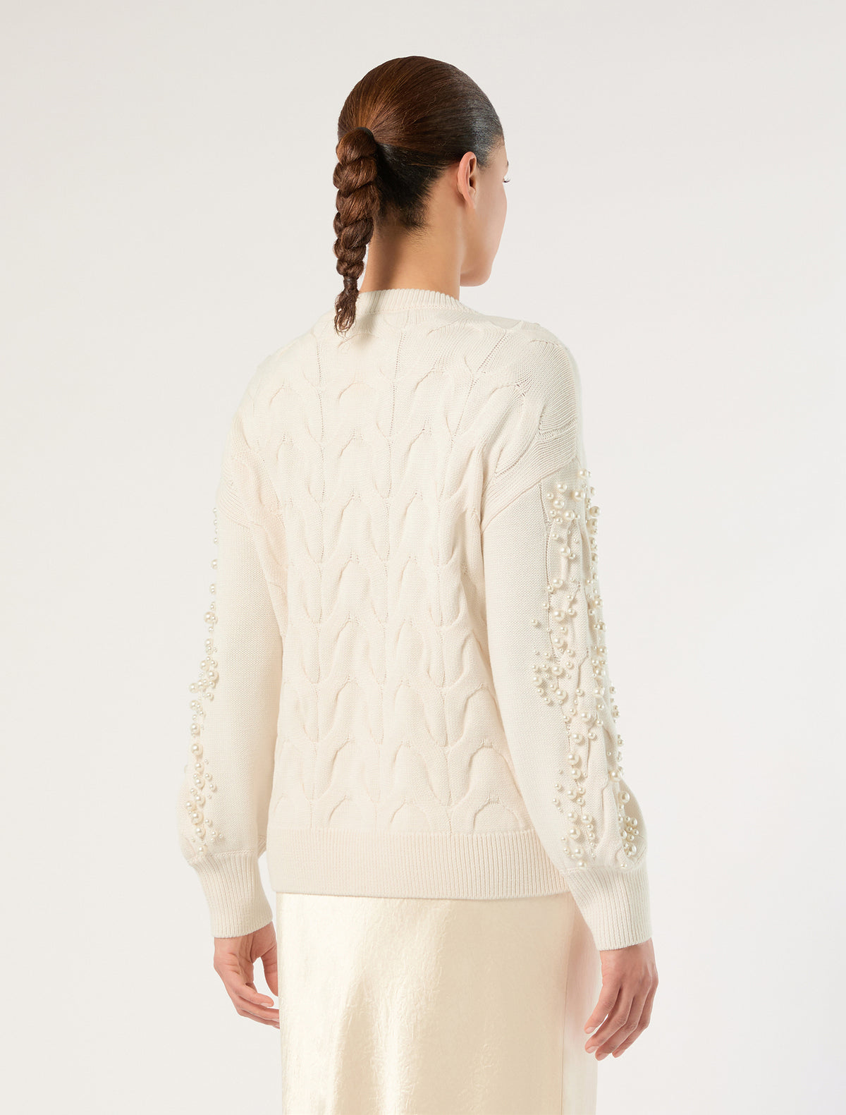 Marina Rinaldi cable-knit sweater with pearl detail for woman