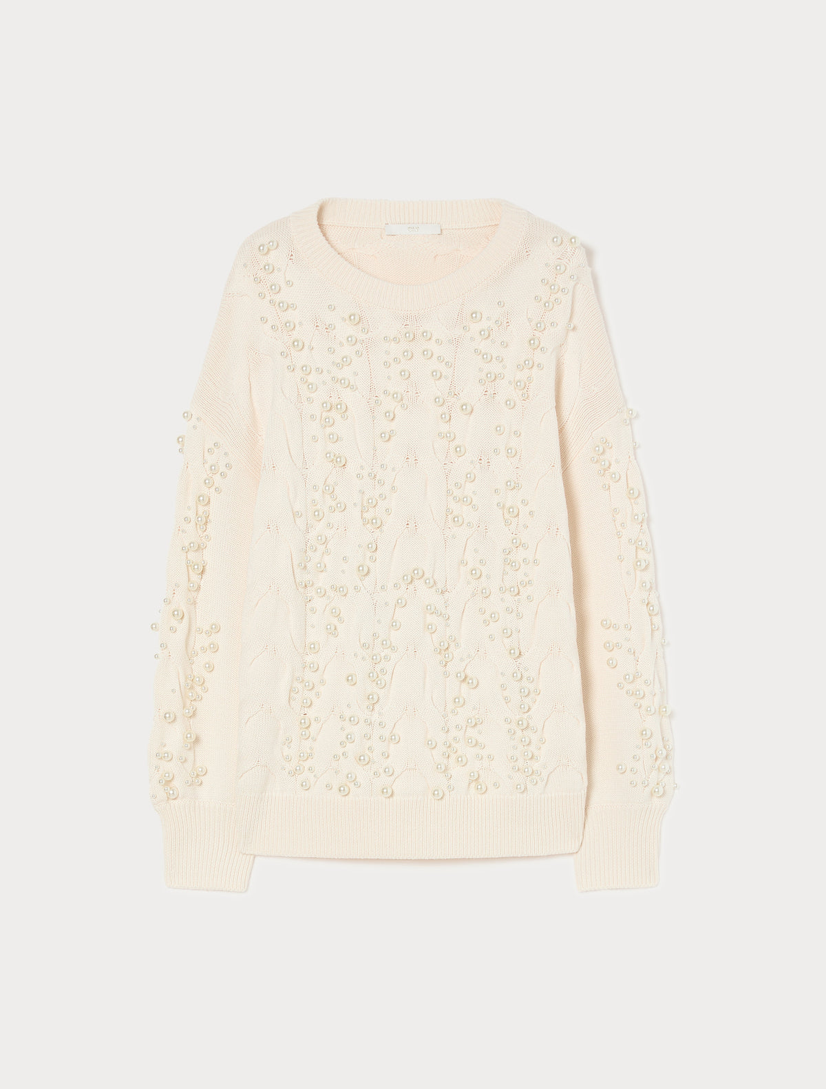 Marina Rinaldi cable-knit sweater with pearl detail for woman