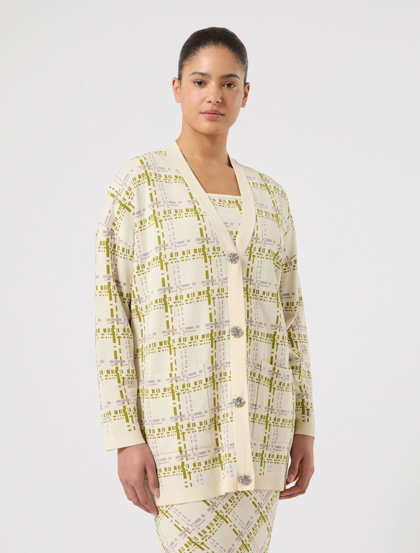 marina rinaldi jacquard viscose cardigan and vest top for woman