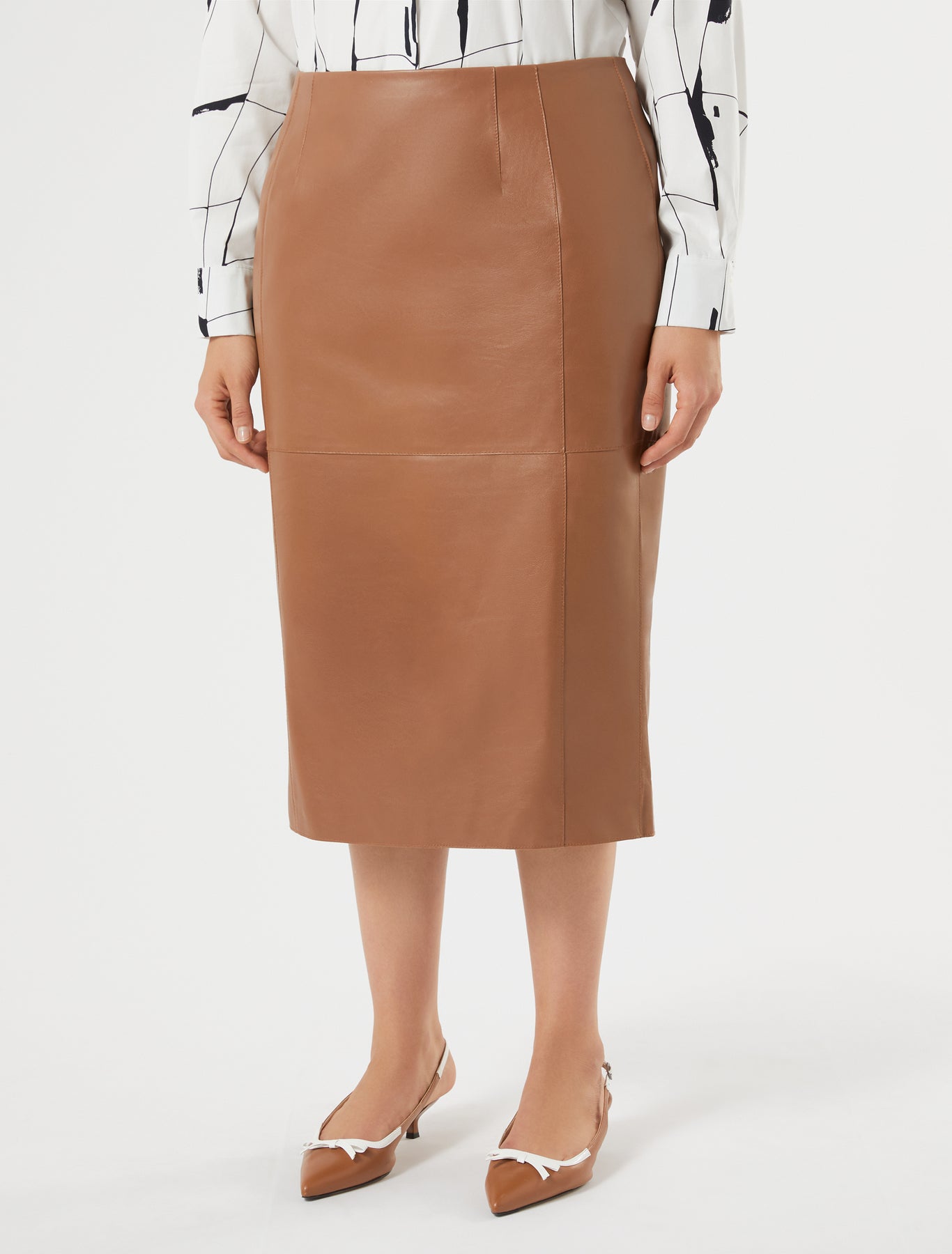 marina rinaldi nappa leather skirt for woman