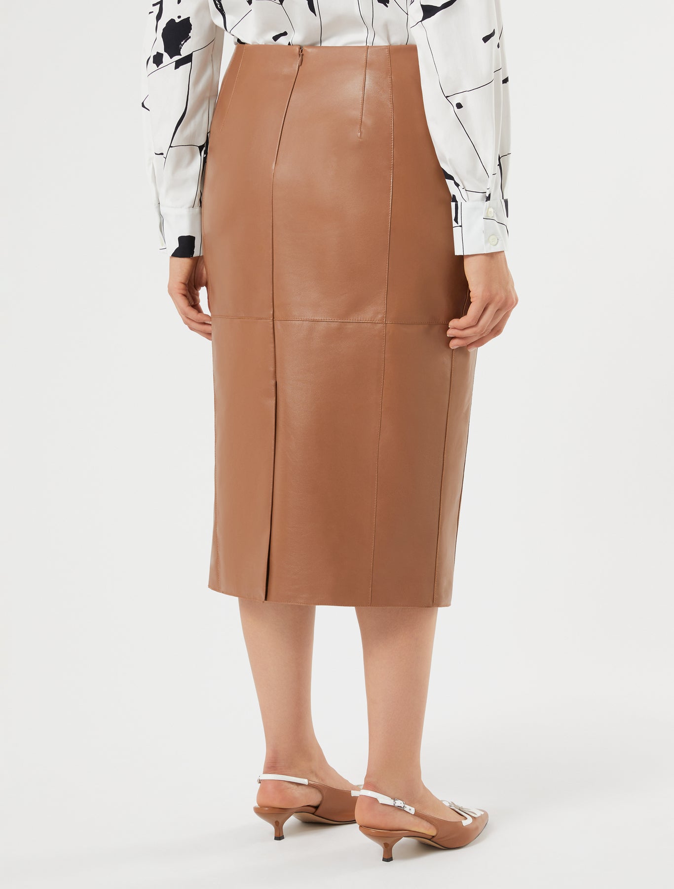 marina rinaldi nappa leather skirt for woman