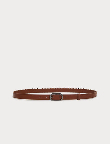 Embroidered leather belt