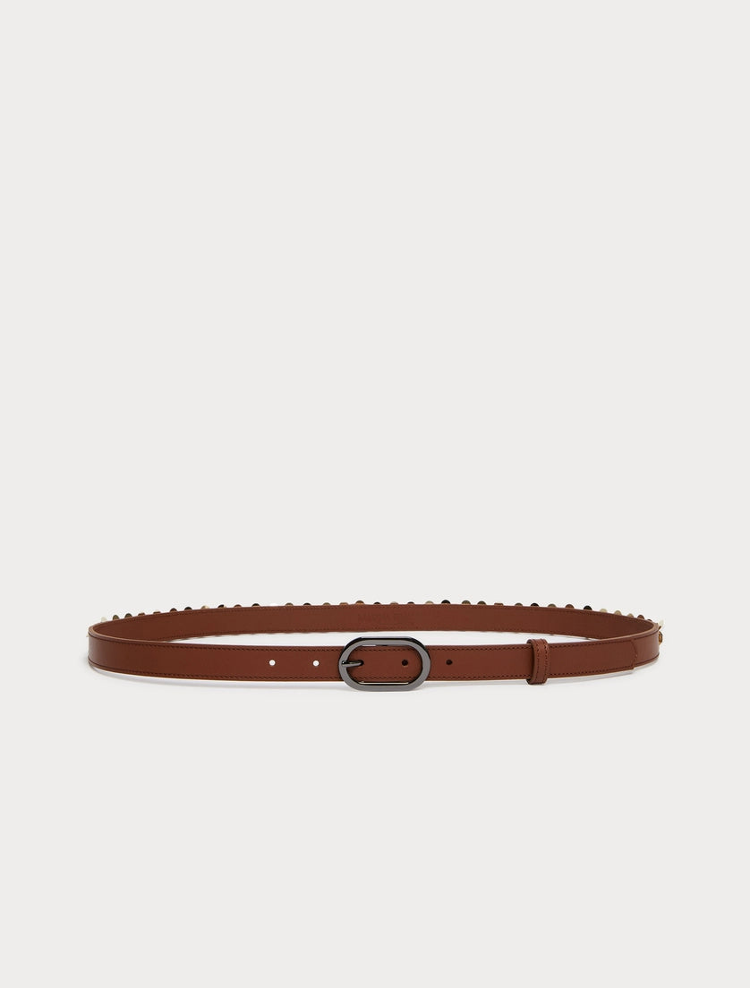Embroidered leather belt