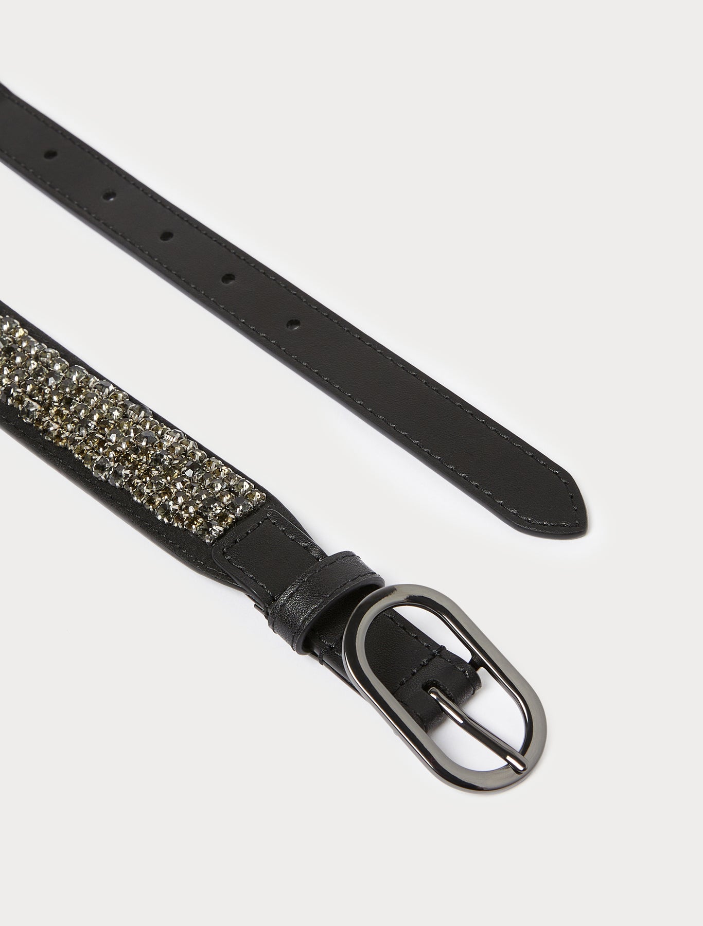Belt with all-over rhinestone-embroidered detail