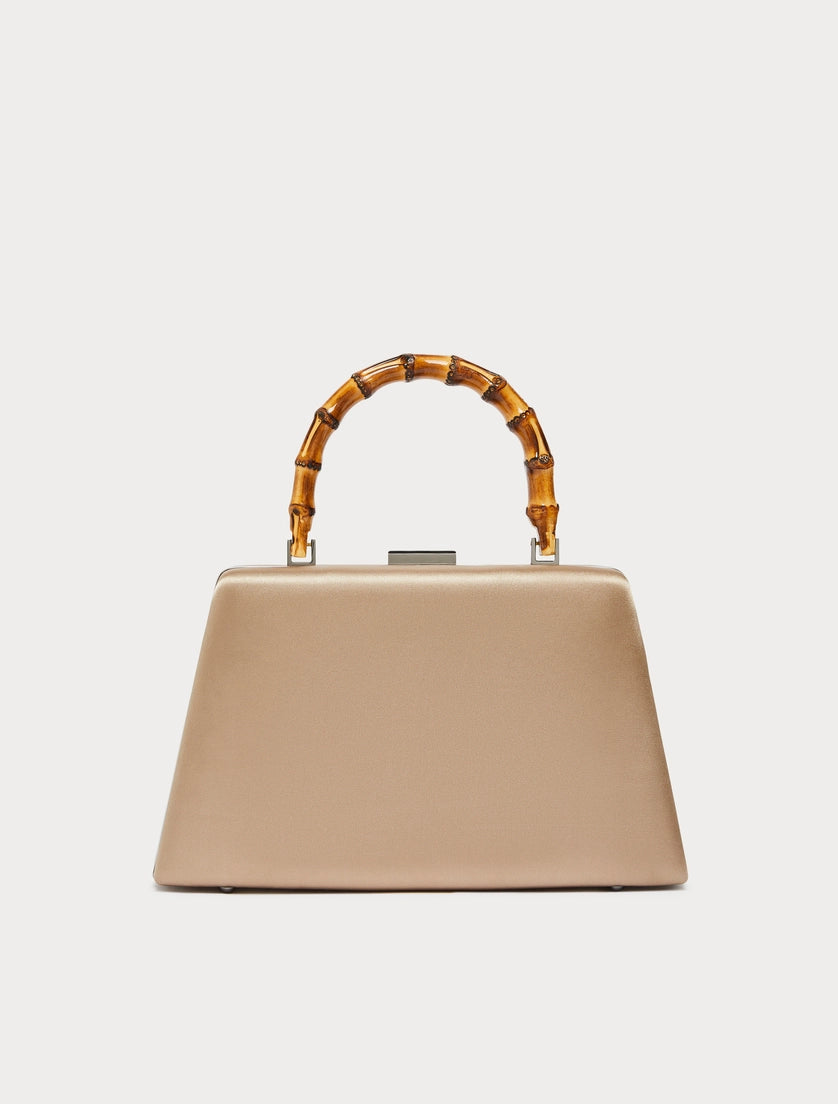 Satin clutch bag with embroidered detail