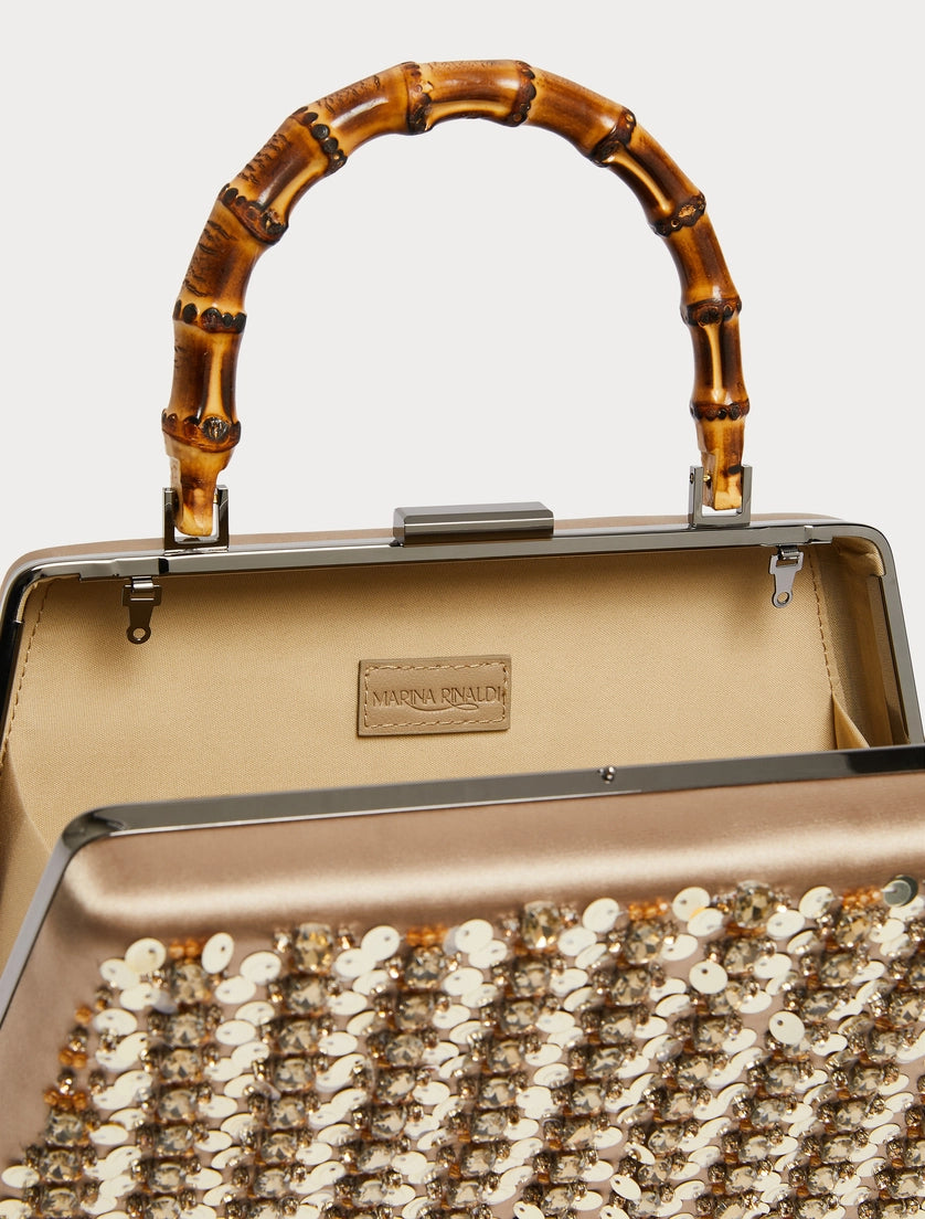 Satin clutch bag with embroidered detail