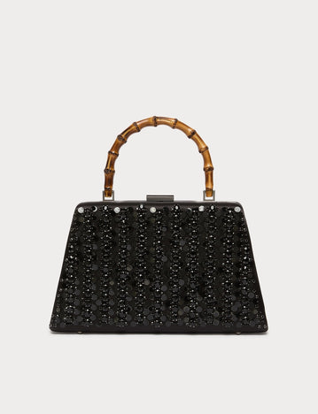 marina rinaldi satin clutch bag with embroidered detail for woman