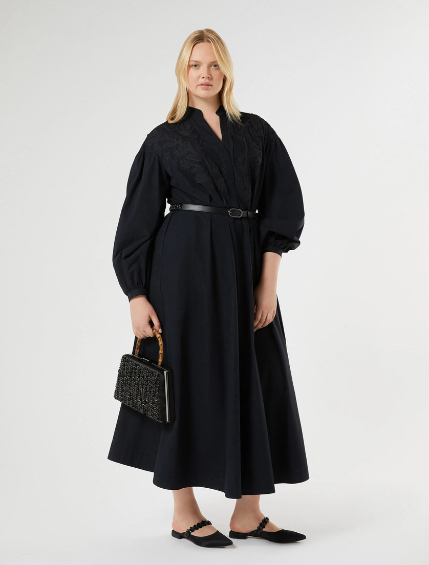 Satin clutch bag with embroidered detail