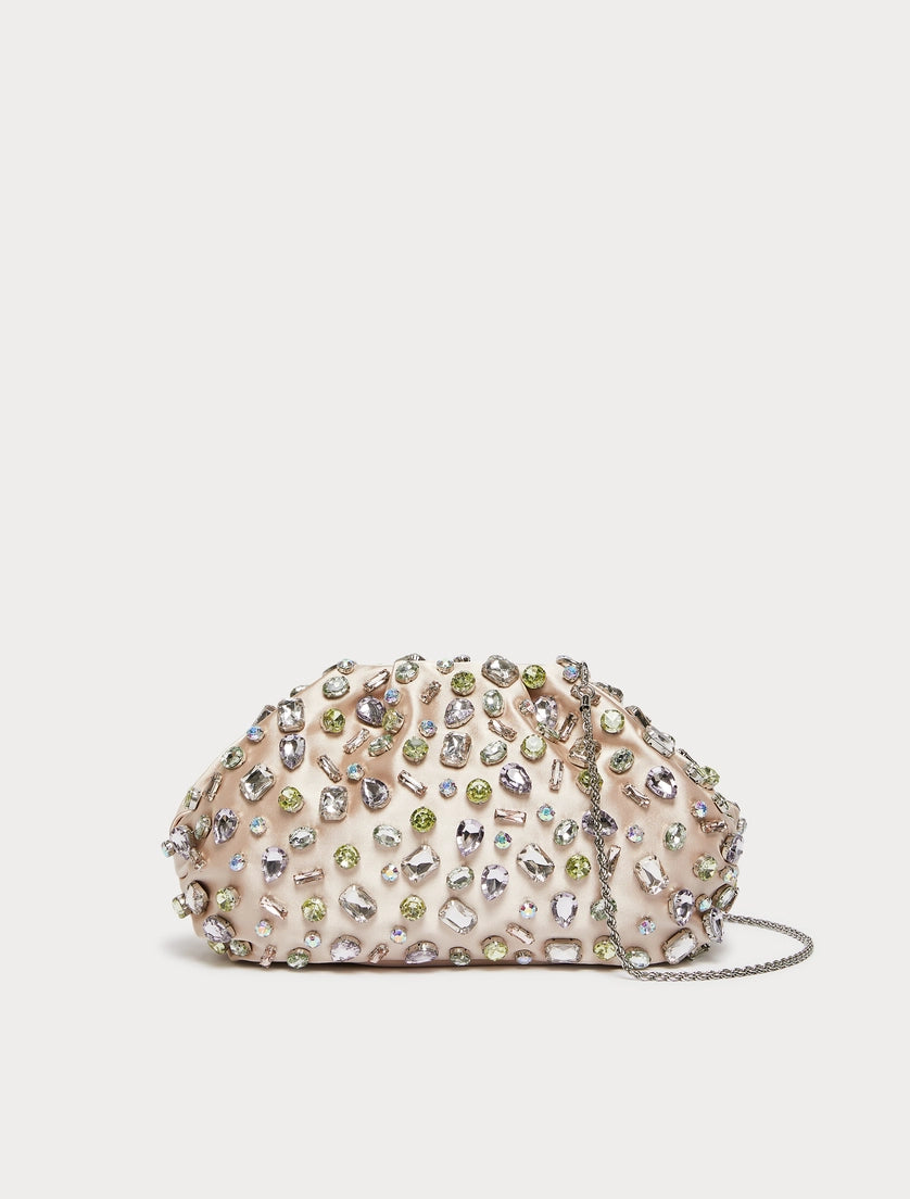 Cabochon-adorned satin bag