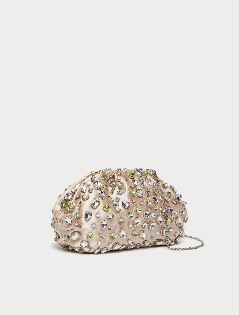 Cabochon-adorned satin bag