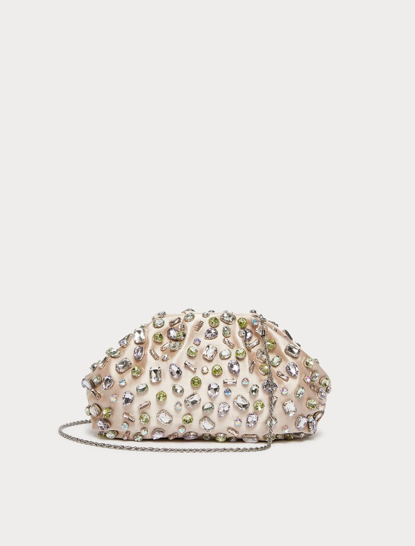 Cabochon-adorned satin bag