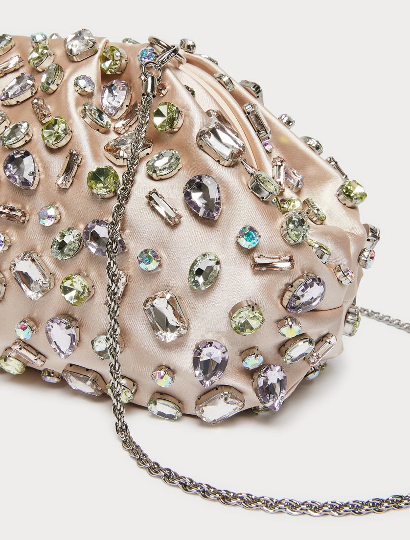 Cabochon-adorned satin bag